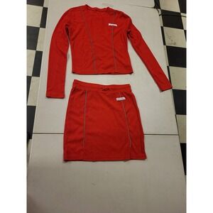 LuFeng Red Matching Set Size M Top Skirt Outfit Women's‎ Apparel Clothing